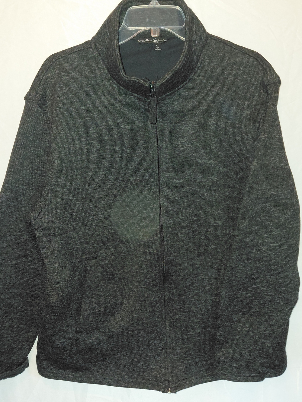 Beverly Hills Polo Club Charcoal Gray Full-Zip Sweater Jacket #2453